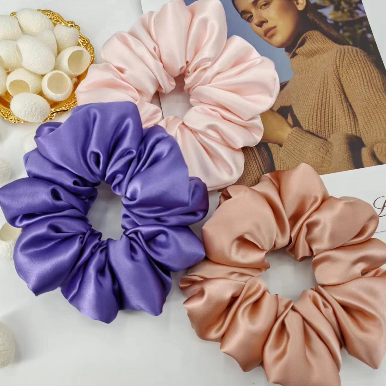 22 momme silk large intestine hair ring pillow hair ring cloud hair ring mulberry silk (down cotton filling)