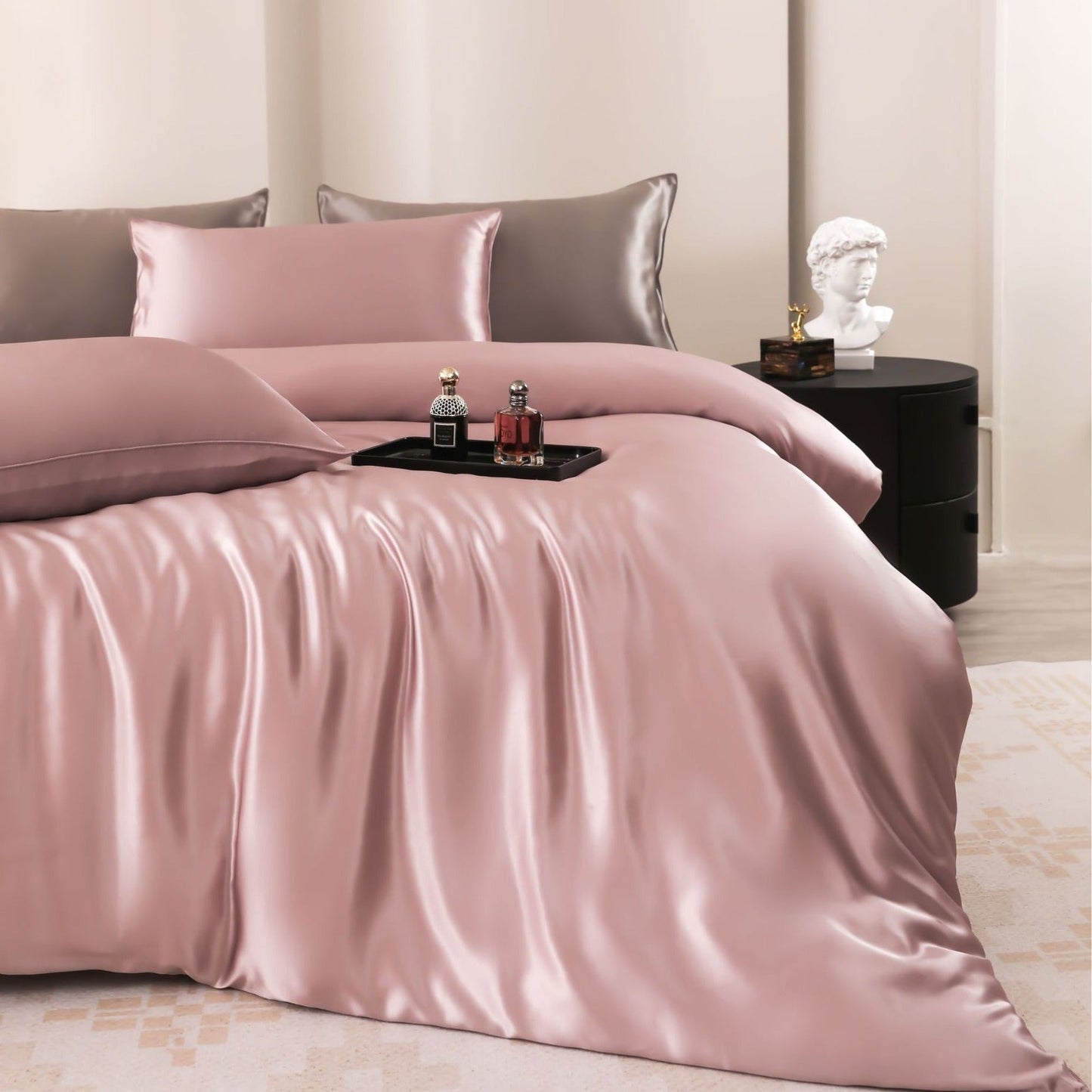 Silk four-piece set 19 momme pure color mulberry silk pillowcase quilt cover bed sheet bed sheet silk suit