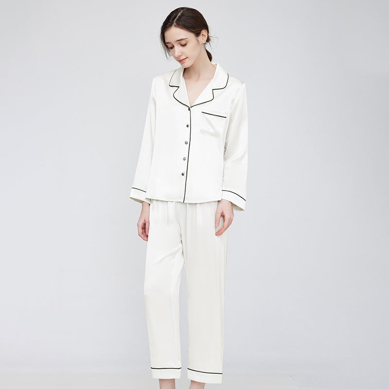 2024 autumn and winter new products 19mm silk pajamas women's high-end simple 100% mulberry silk home wear suit