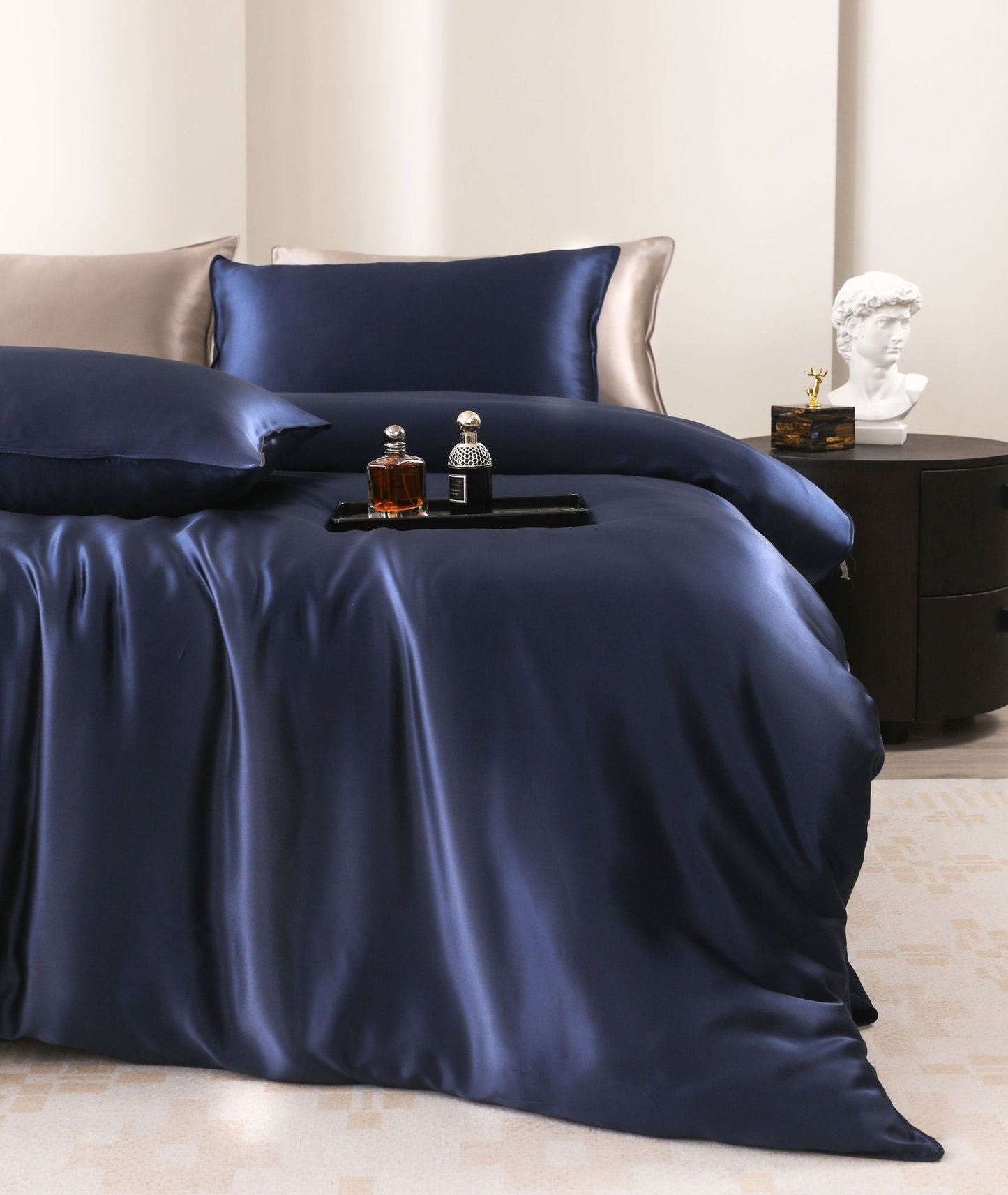 Silk four-piece set 19 momme pure color mulberry silk pillowcase quilt cover bed sheet bed sheet silk suit