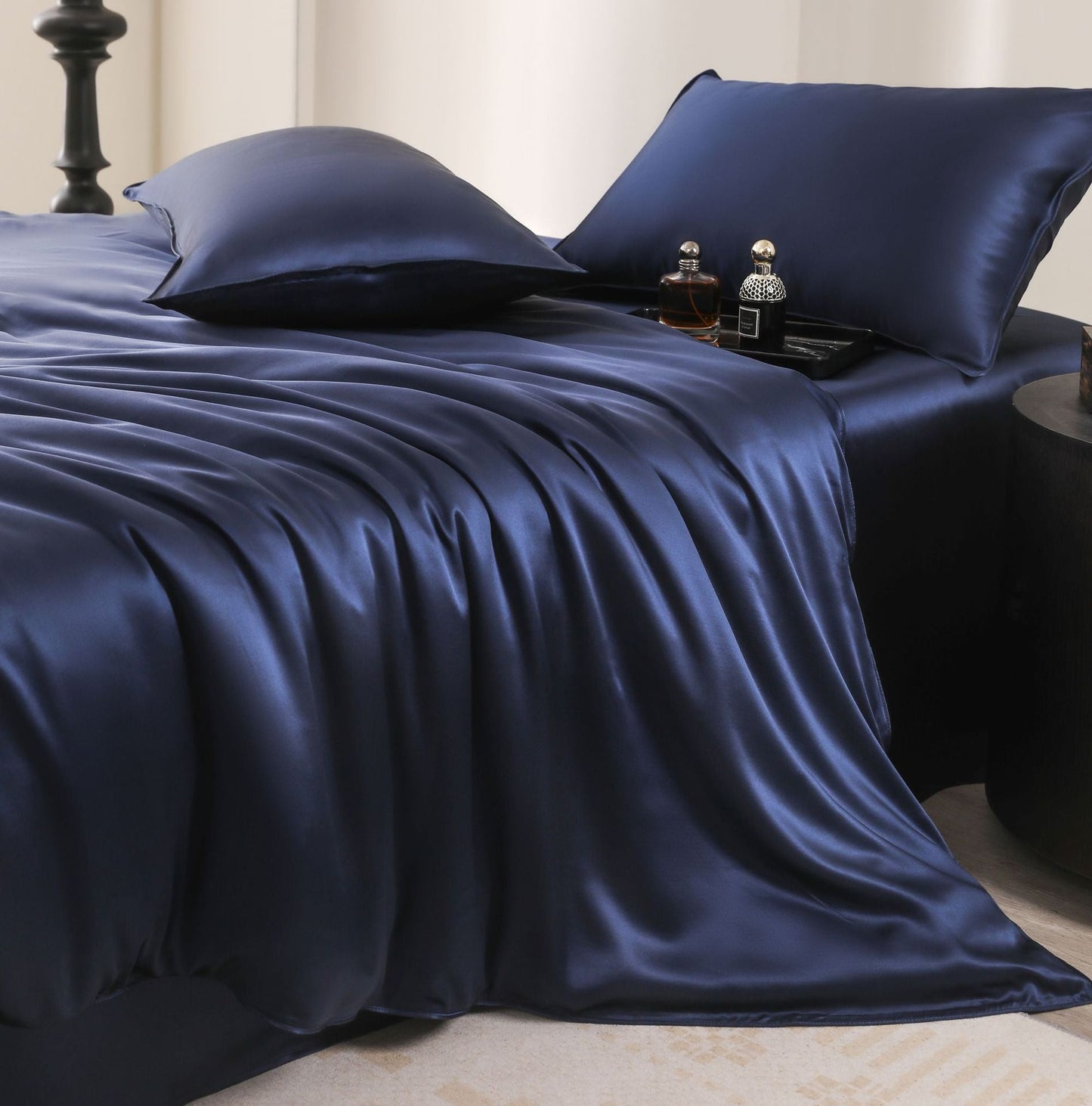Silk four-piece set 19 momme pure color mulberry silk pillowcase quilt cover bed sheet bed sheet silk suit