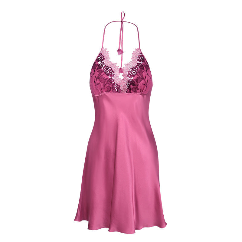 Silk suspender nightdress women summer 2025new 100% mulberry silk sexy backless home clothes medium long short skirt