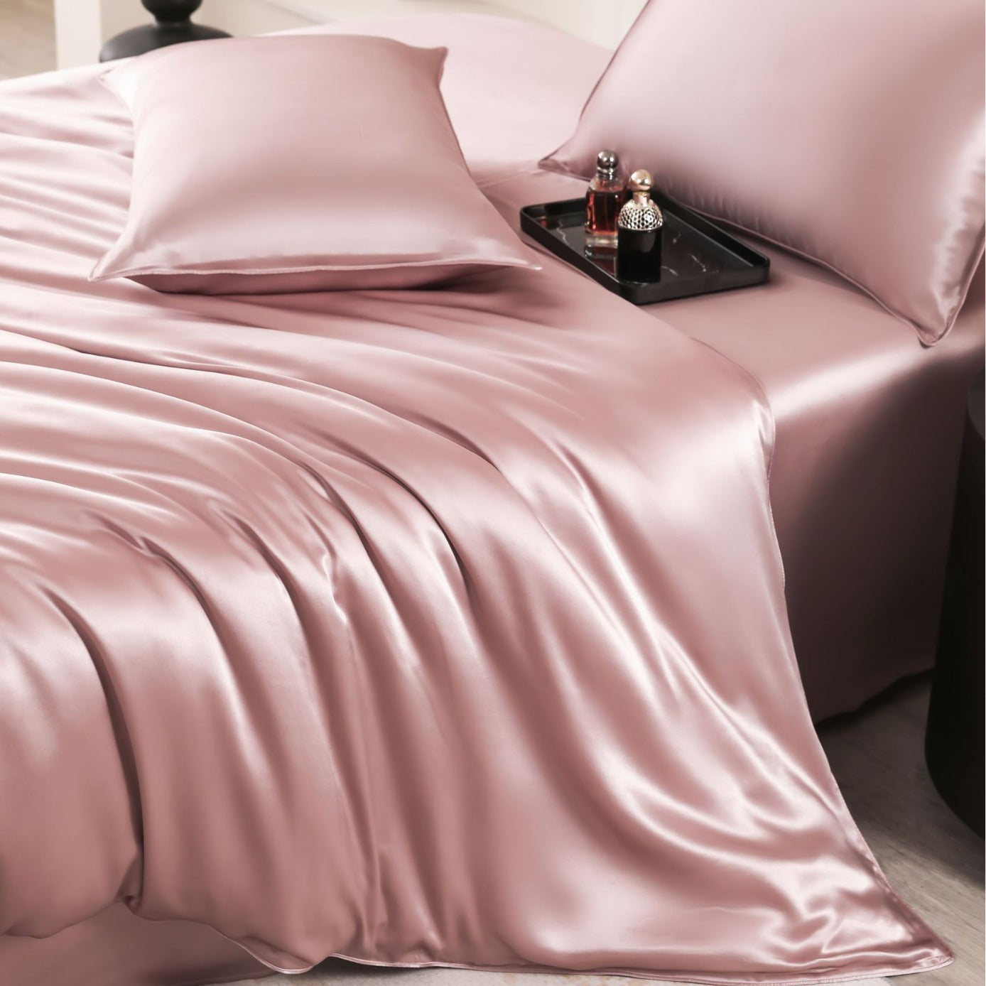 Silk four-piece set 19 momme pure color mulberry silk pillowcase quilt cover bed sheet bed sheet silk suit