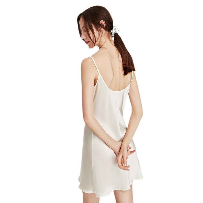 Sexy slut collar silk nightdress summer 100 mulberry silk suspender pajamas female silk pure desire style summer new