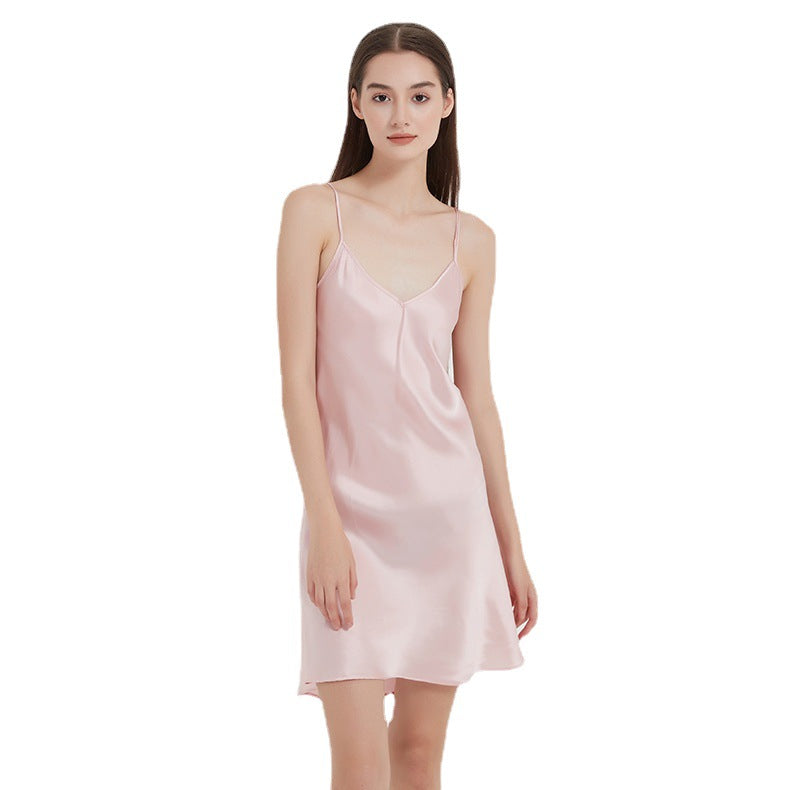 Women's summer silk pajamas suspender skirt home wear