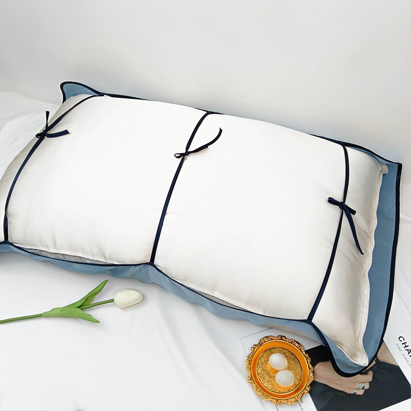 New 19 Momme Silk Bound Pillow 6A Grade Mulberry Silk 6 Strap Pillowcase