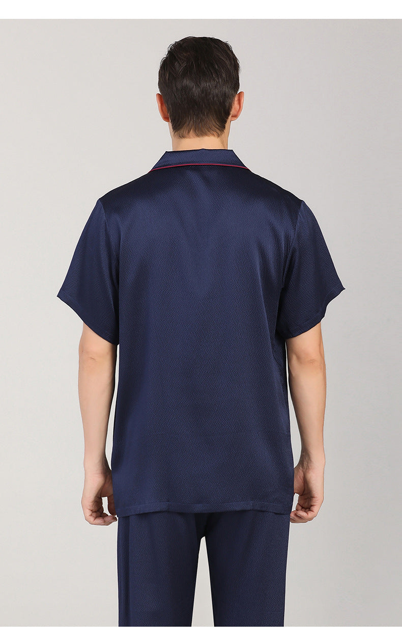New arrival heavyweight mulberry satin silk pajamas men's home wear short-sleeved trousers mulberry silk suit