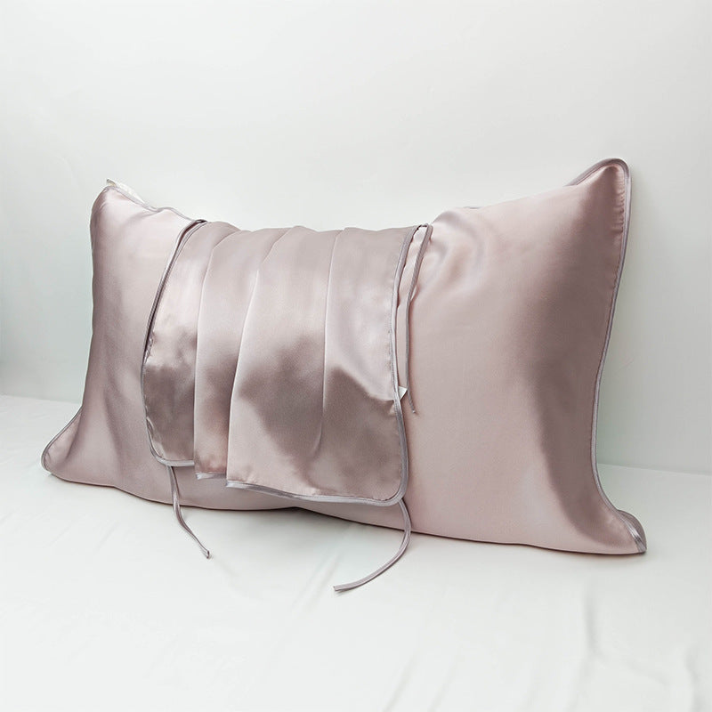 New 19 Momme Silk Bound Pillow 6A Grade Mulberry Silk 6 Strap Pillowcase