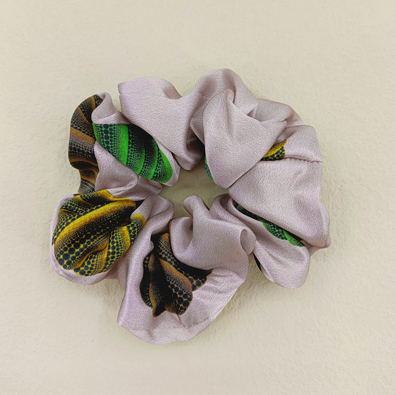 Big pumpkin print l same style 19 momme silk large intestine hair ring 5cm new Korean version of high-end headband hair accessories
