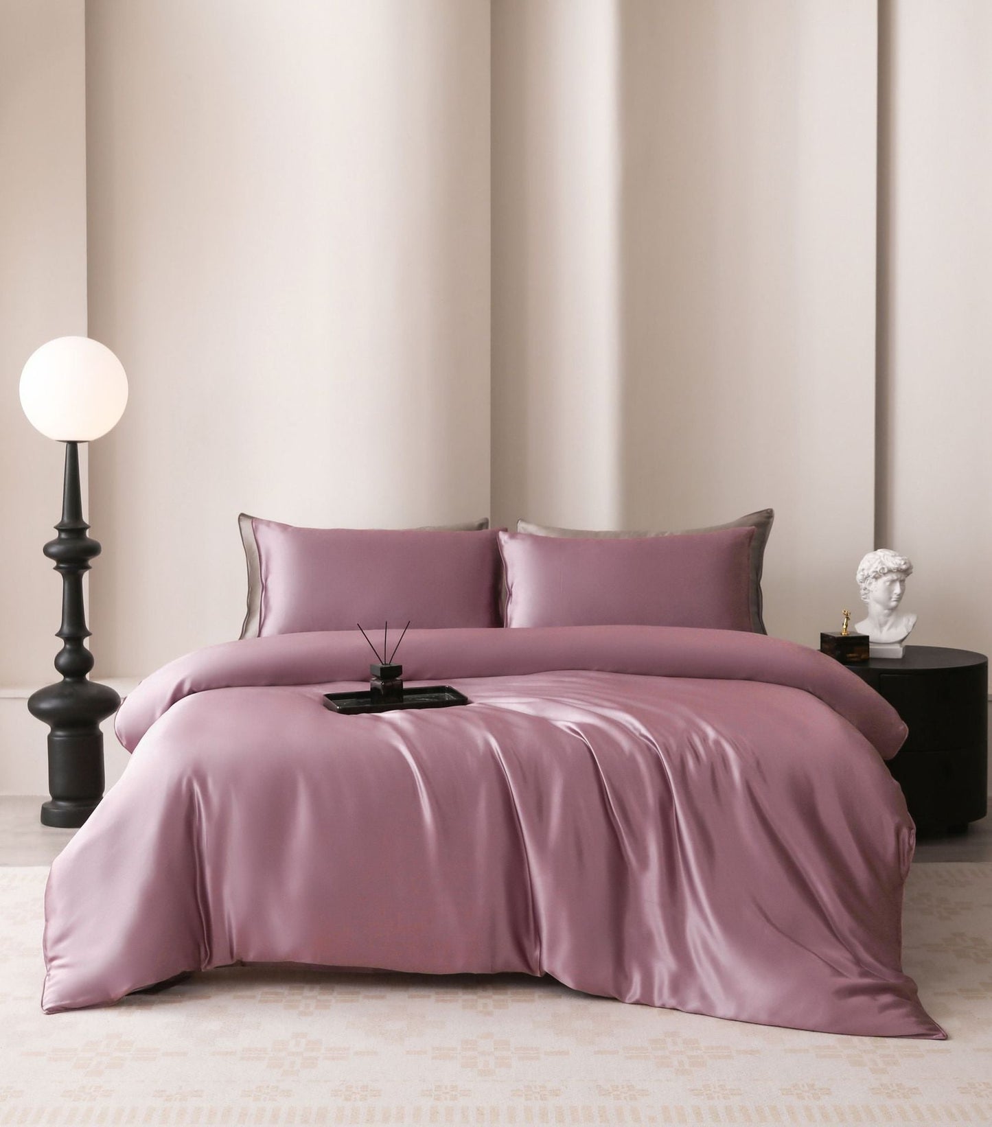 Silk four-piece set 19 momme pure color mulberry silk pillowcase quilt cover bed sheet bed sheet silk suit
