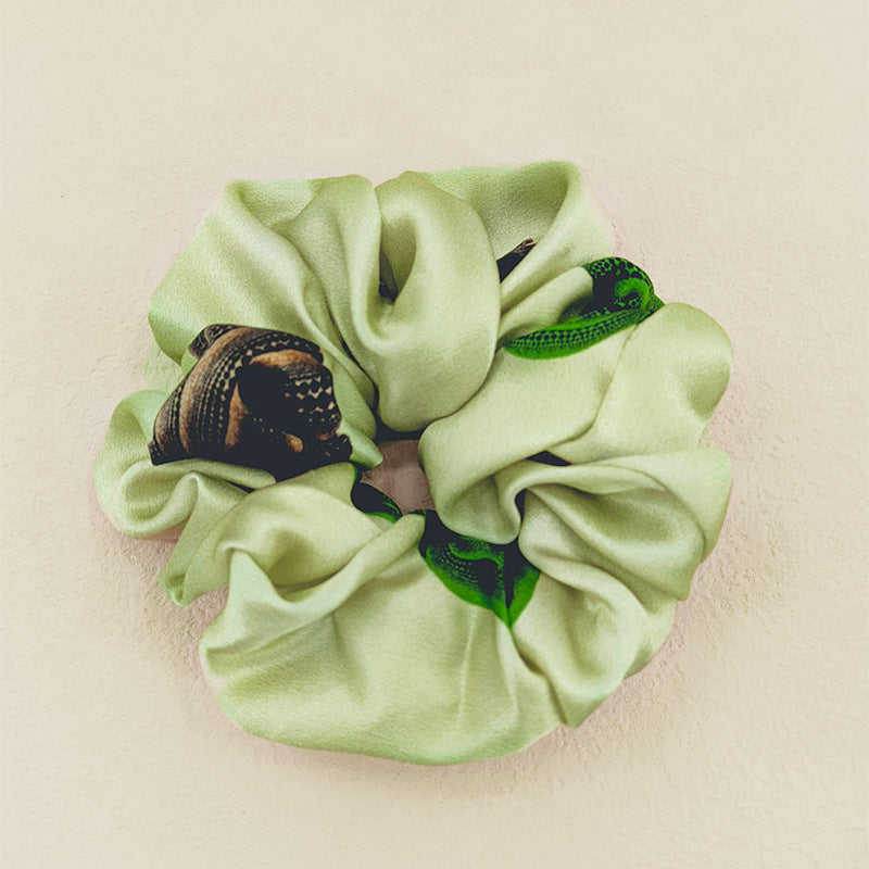 Big pumpkin print l same style 19 momme silk large intestine hair ring 5cm new Korean version of high-end headband hair accessories