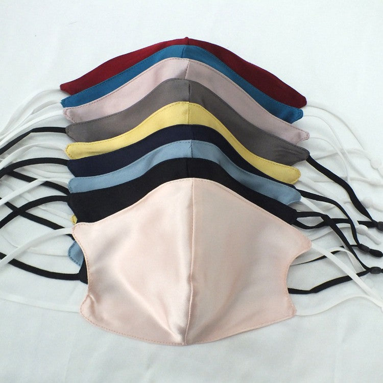 Silk mask for summer sun protection, 100% mulberry silk, ultra-thin, breathable, adjustable size, dust mask