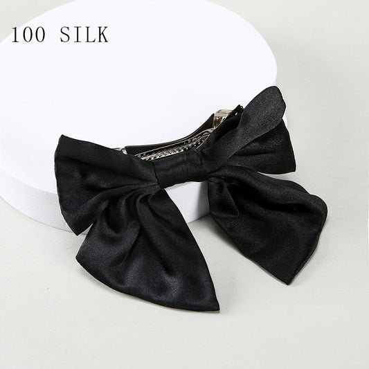 Princess braid bow hairpin headdress Cross-border new product 16 momme silk hairpin