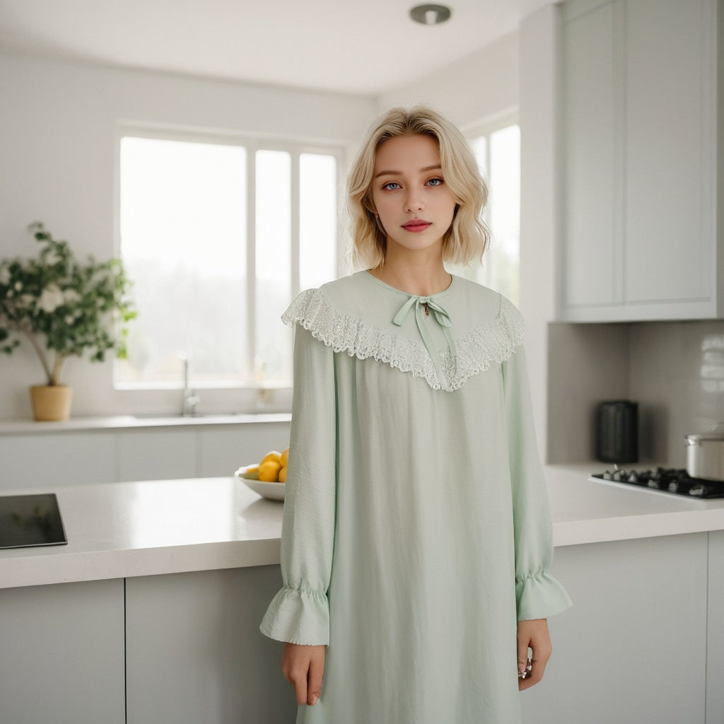 Palace style princess lace retro long skirt pajamas home clothes