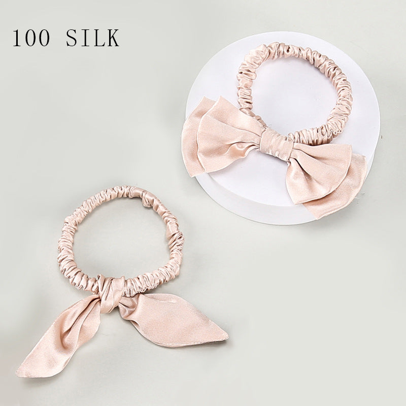 Silk hair tie five-piece set, 100% mulberry silk high-end hair accessories set for bow ties