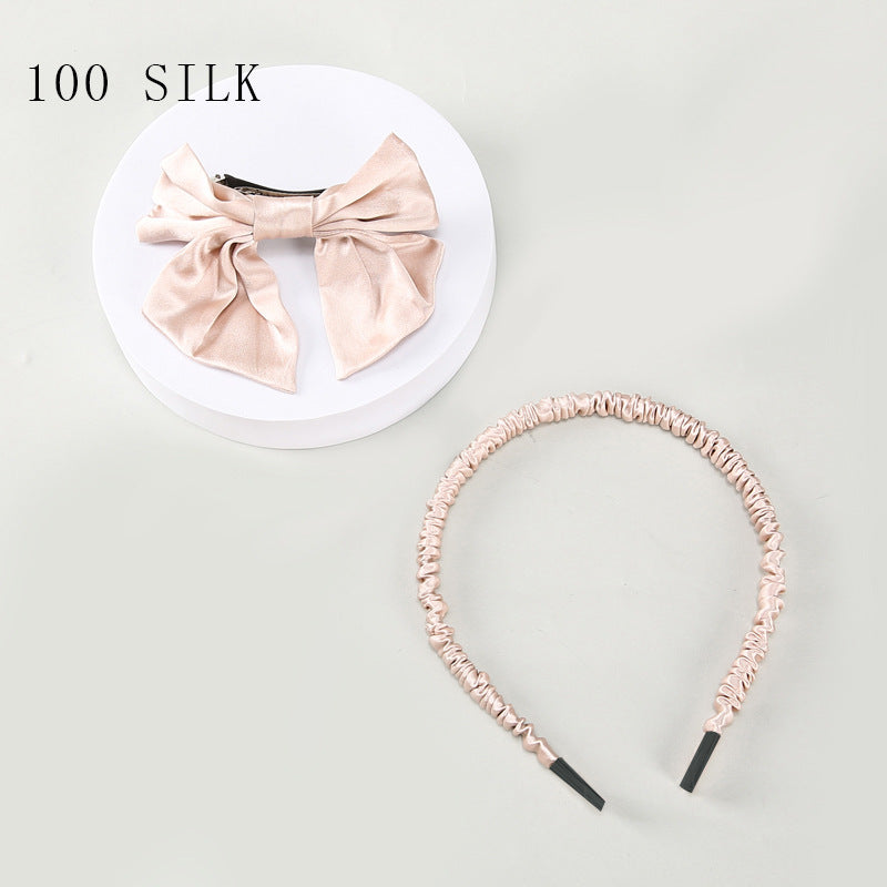 Silk hair tie five-piece set, 100% mulberry silk high-end hair accessories set for bow ties