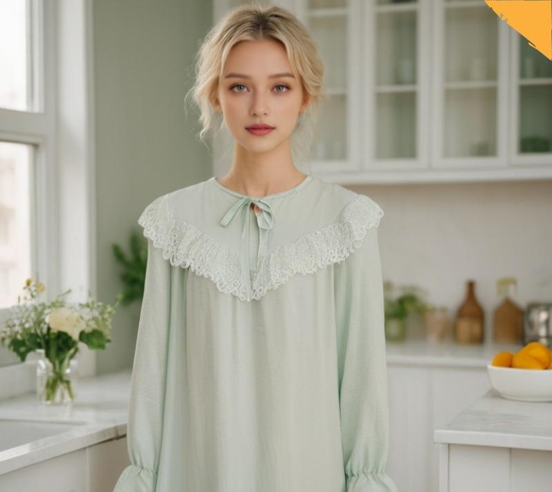 Palace style princess lace retro long skirt pajamas home clothes