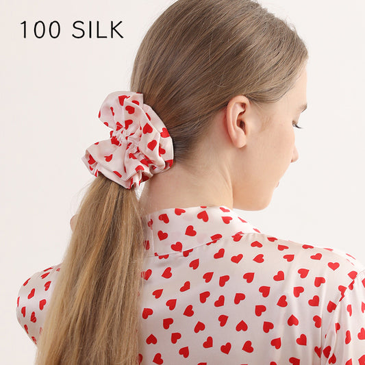 19 Momme double-layer silk hair band for girls, sweet hair rope, 100% mulberry silk hair tie