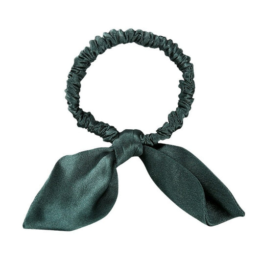 16 Momme 1cm silk hairband with bow and rabbit ears for girls, 100% mulberry silk rubber band