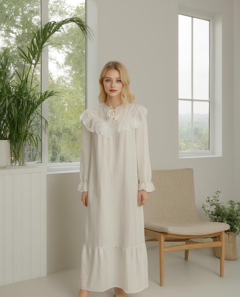 Palace style princess lace retro long skirt pajamas home clothes
