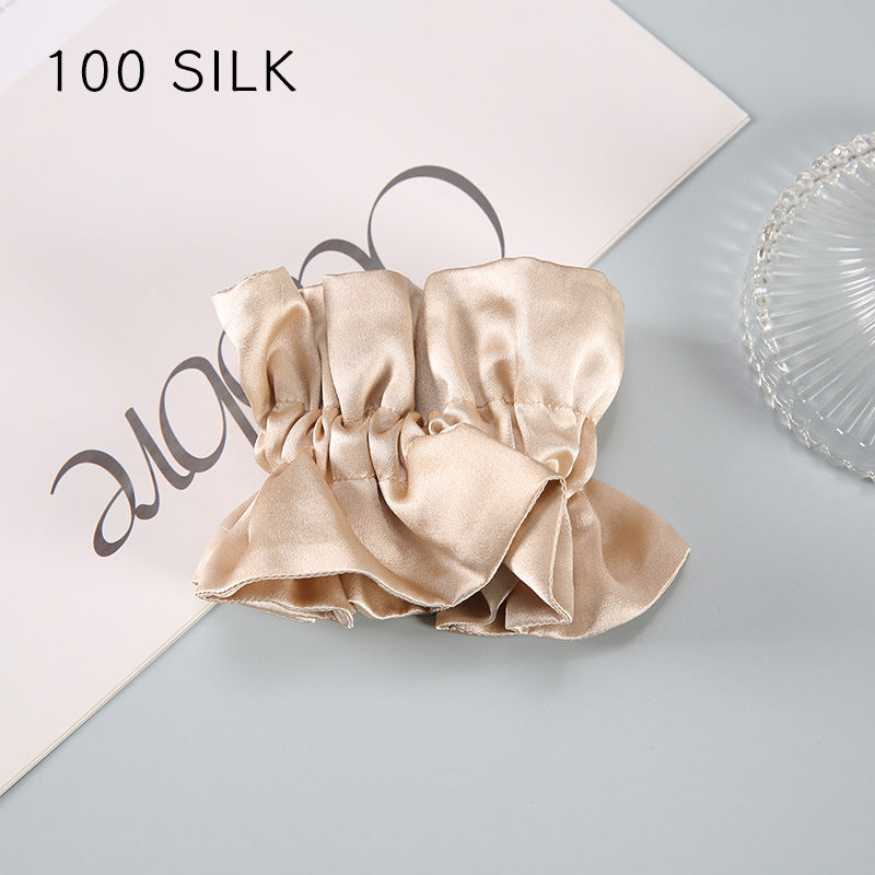 19 Momme double-layer silk hair band for girls, sweet hair rope, 100% mulberry silk hair tie